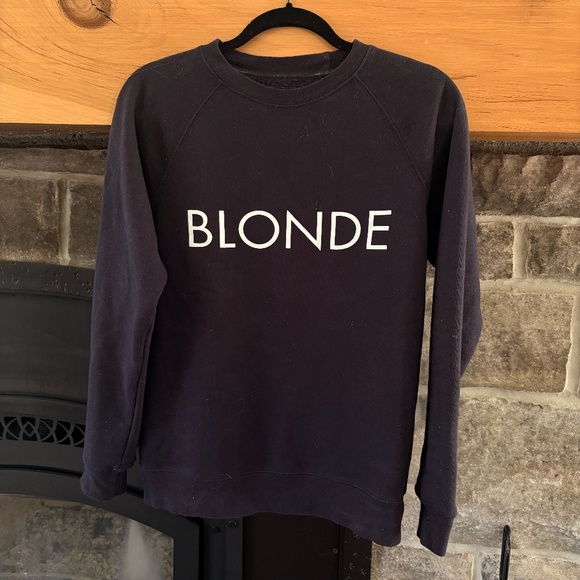 Brunette the Label “Blonde” Navy Crewneck Sweatshirt - Picture 1 of 3